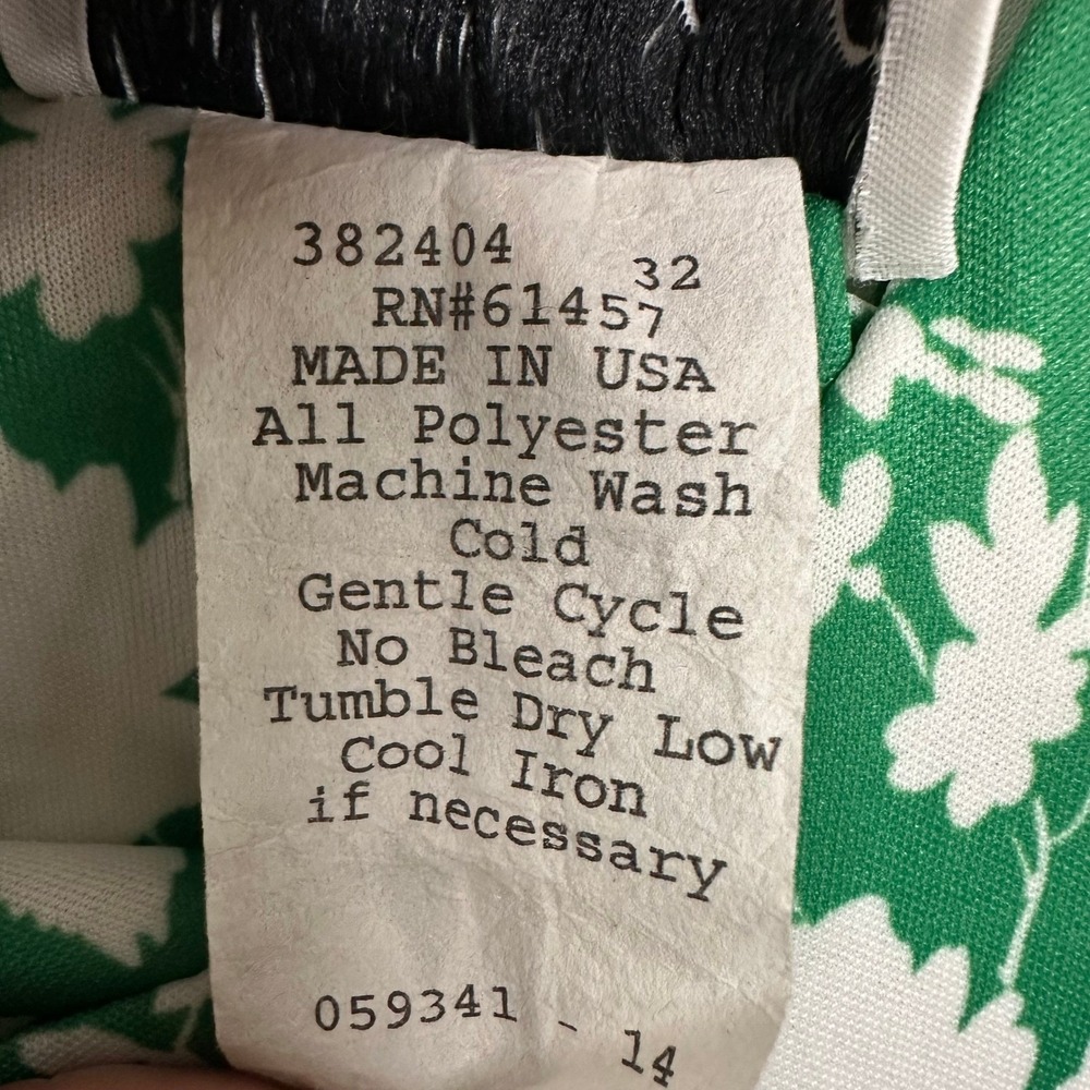 Anthony Richards Dress Womens Size 14 Green White Floral Midi A-Line USA Made - Picture 6 of 8